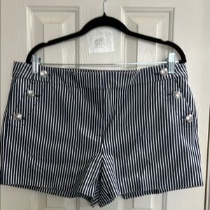 LOFT Women's Blue and White Striped Shorts 14P